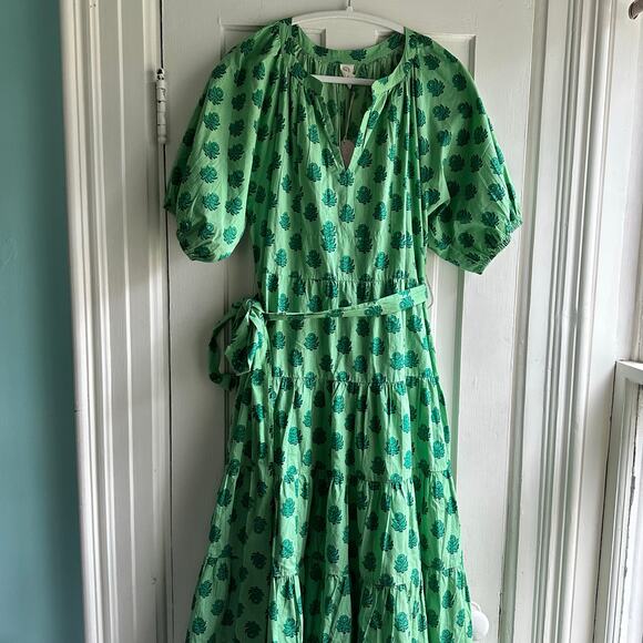 The Printfresh x Paper & Pencil Co. Zinnia Tiered Popover Maxi Dress NWT - Picture 2 of 10